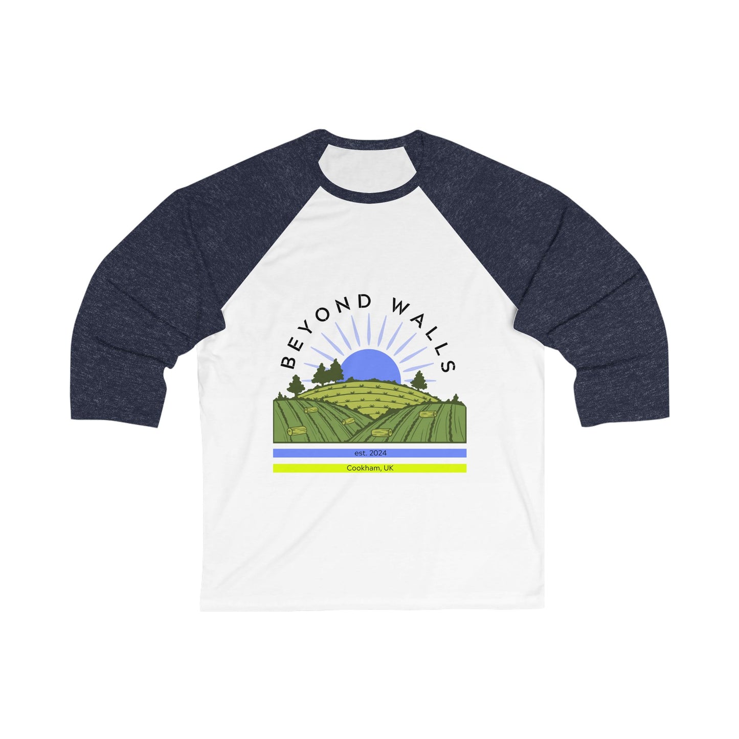 Cookham, UK Field - Unisex 3\4 Sleeve Baseball Tee